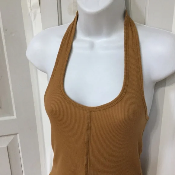 Anthropologie We the Free Tan Ribbed Halter Tank Top - Picture 10 of 14
